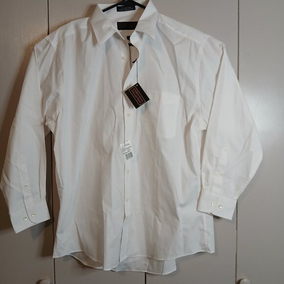 NWT. Executive Collection Men's White 17x32-33 Cotton Dress Shirts (0298A4) - Picture 1 of 11